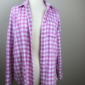 J.Crew Neon Pink Gingham Flannel Boy Shirt